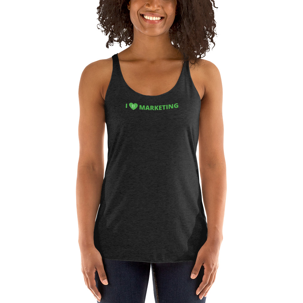 I Love Marketing Horizontally Women's Racerback Tank - Image 2
